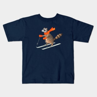 Skiing Raccoon Kids T-Shirt